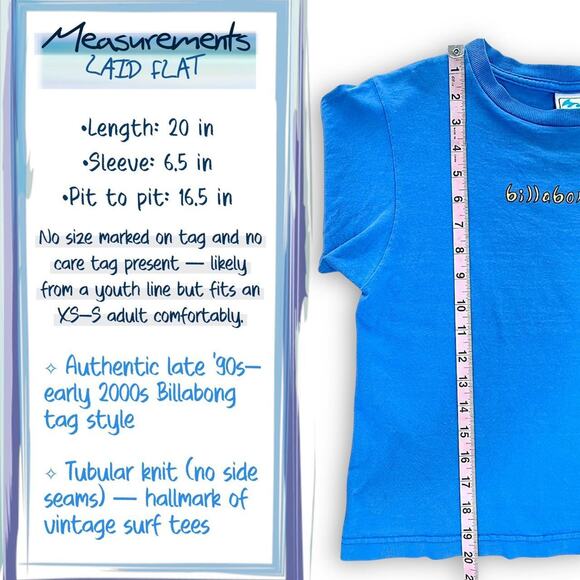Vintage Billabong Surfwear Tee Blue Y2K Wave Graphic 90s Skater Retro T Shirt XS - Picture 4 of 8